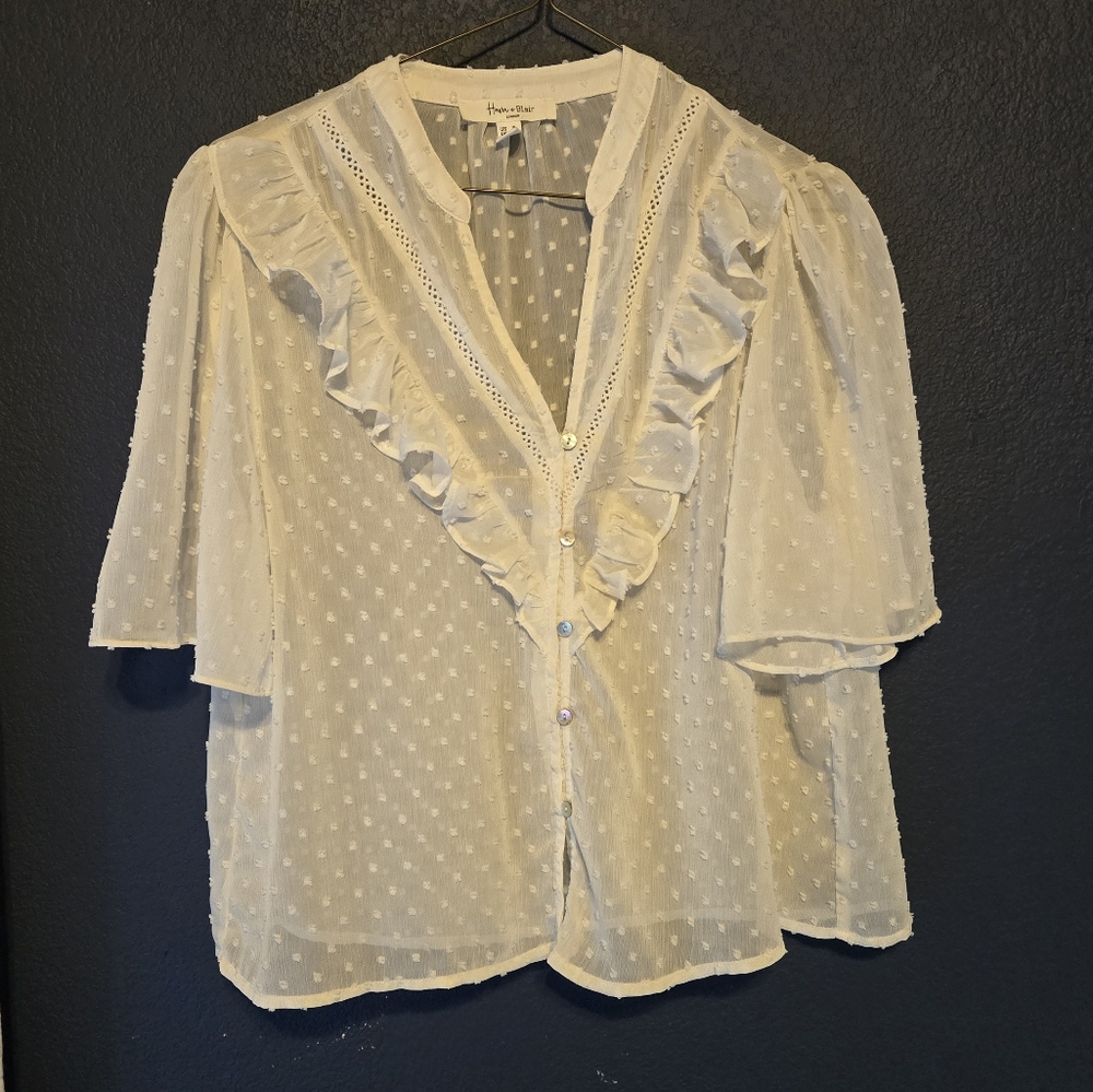 Elegant White Ruffled Blouse